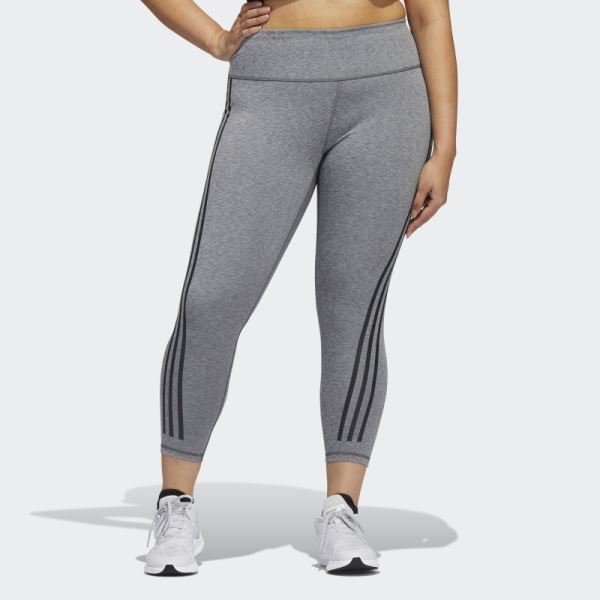 Adidas Optime TrainIcons 3-Stripes 7/8 Leggings (Plus Size) Dark Grey Heather