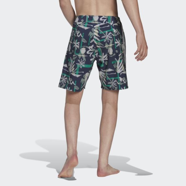 Navy Adidas Seasonal Floral Beach Tech Shorts