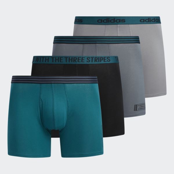 Cotton Boxer Briefs 4 Pairs Dark Green Adidas