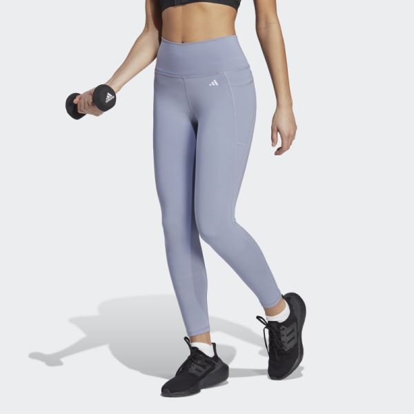 Adidas Optime Stash Pocket High-Waisted 7/8 Leggings Silver Violet