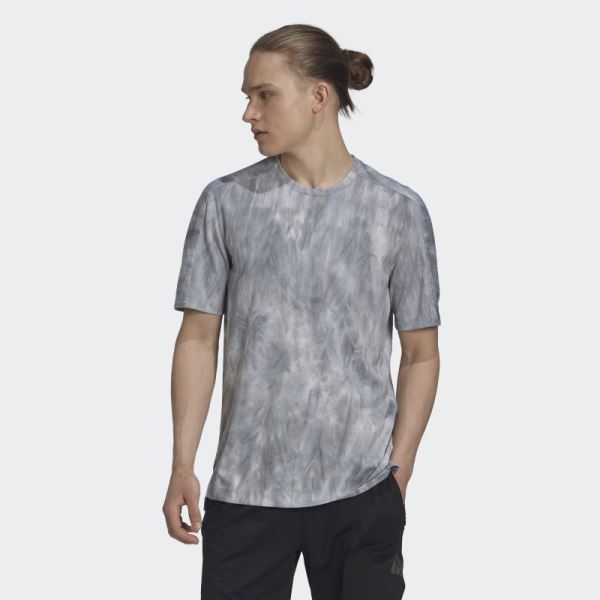 Silver Adidas Workout Spray Dye Tee