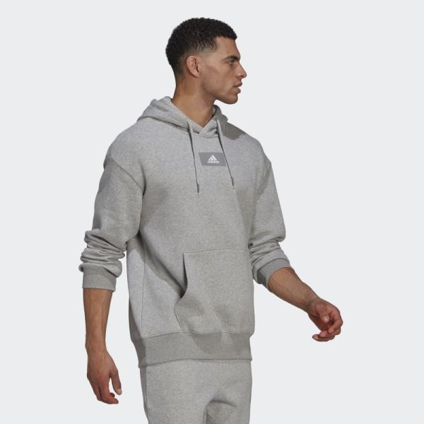 Essentials FeelVivid Cotton Fleece Drop Shoulder Hoodie Medium Grey Adidas