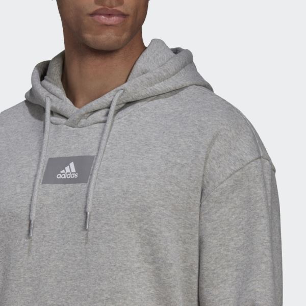 Essentials FeelVivid Cotton Fleece Drop Shoulder Hoodie Medium Grey Adidas