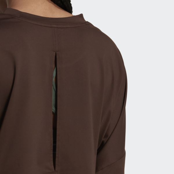 Adidas Brown Hyperglam Cut 3-Stripes Lightweight Oversized Sweatshirt