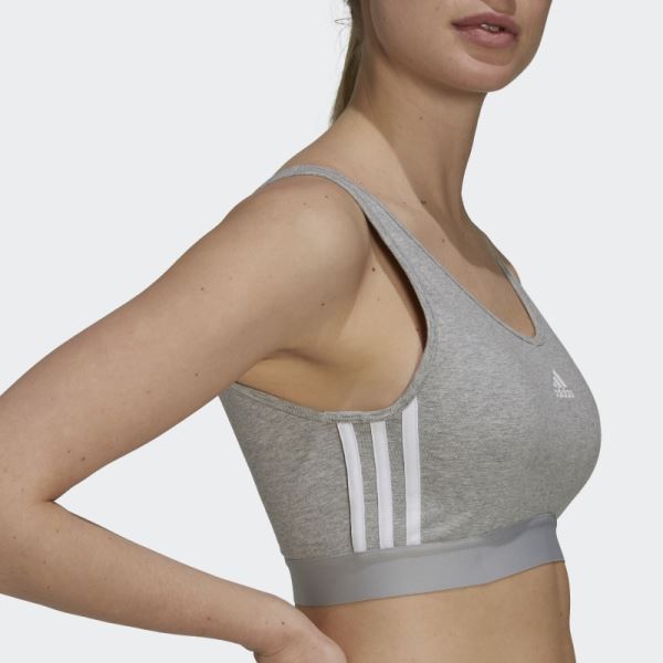 Medium Grey Adidas Essentials 3-Stripes Crop Top With Removable Pads