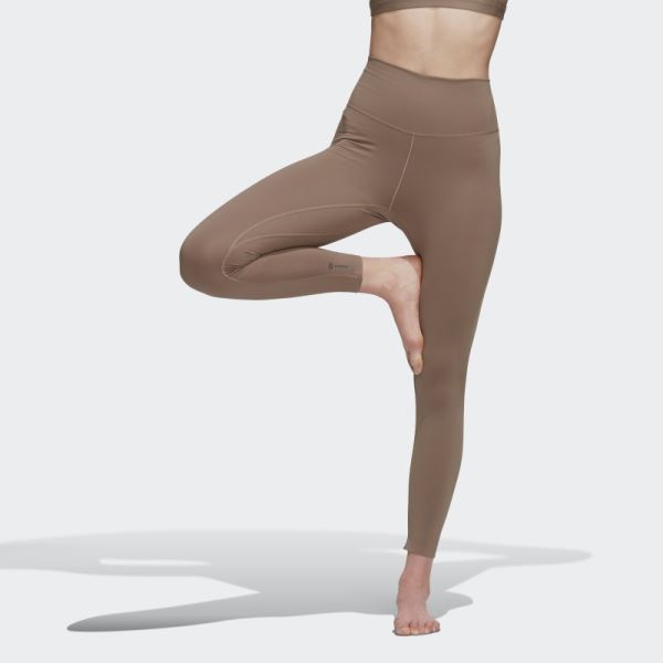 Chalky Brown Fashion Adidas Yoga Luxe Studio 7/8 Leggings