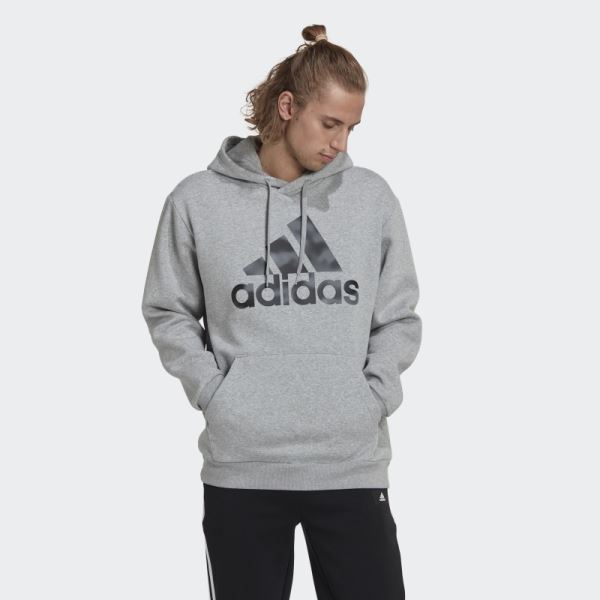 Medium Grey Essentials Camo Print French Terry Hoodie Adidas