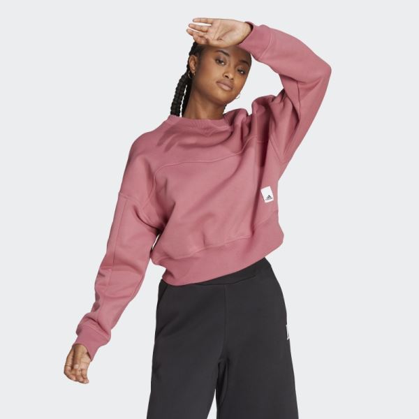 Lounge Fleece Sweatshirt Pink Adidas