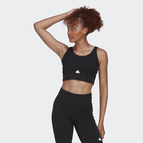 Black Adidas Rib Cropped Top