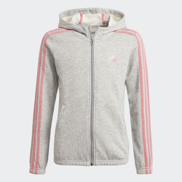 Adidas Medium Grey Essentials 3-Stripes Hoodie