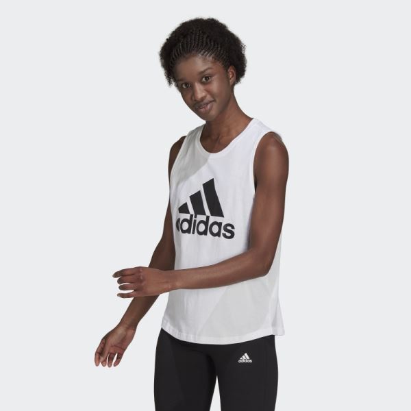 Adidas White Essentials Big Logo Tank Top