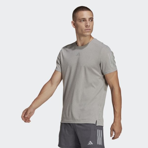 Medium Grey Adidas Own the Run Heather Tee