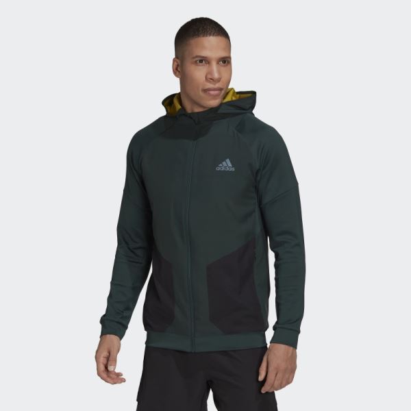 Green Adidas Training Full-Zip Hoodie