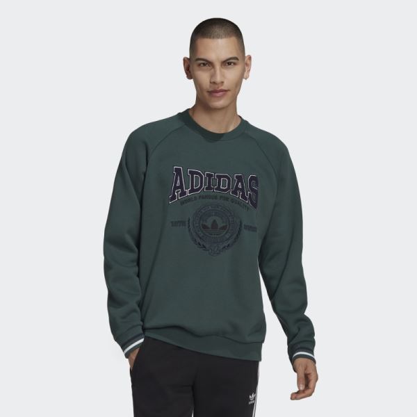 Varsity Crewneck Sweatshirt Mineral Green Adidas