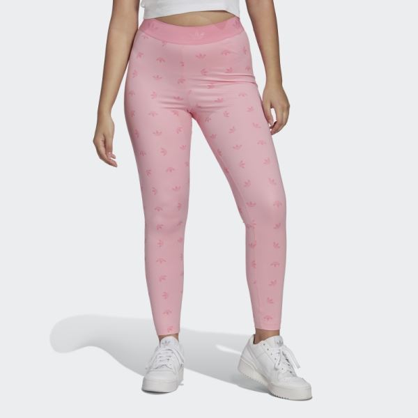 Adidas Light Pink 7/8 High Waist Allover Print Leggings