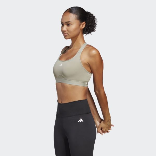 Silver Pebble Adidas Powerreact Training Medium-Support Bra