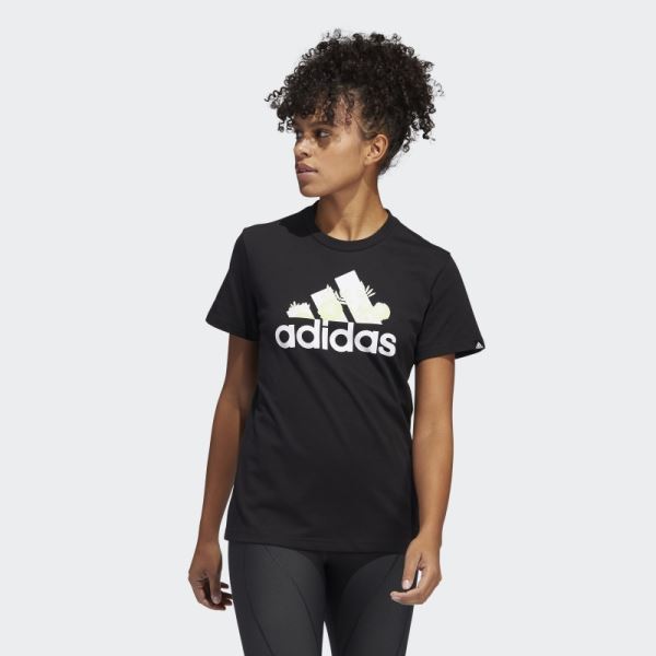 Superher Floral Graphic Logo Tee Black Adidas