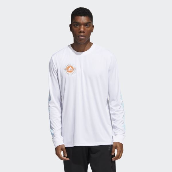 Freedom Running Graphic Long Sleeve Tee Adidas White