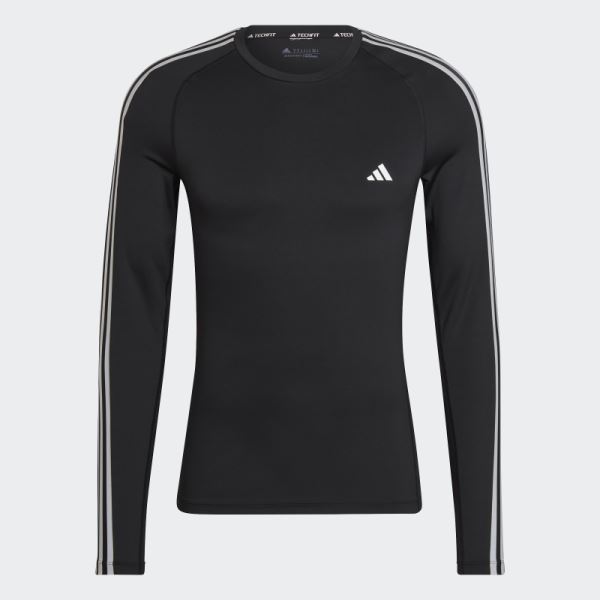 Adidas Techfit 3-Stripes Training Long Sleeve Tee Black