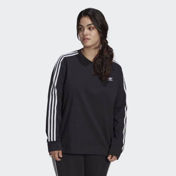 Black Adicolor Classics Long Sleeve Tee (Plus Size) Adidas