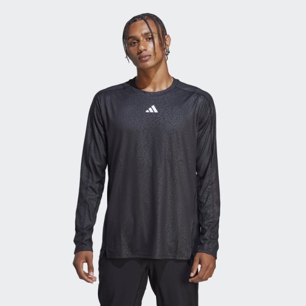 Workout PU Print Long-Sleeve Top Black Adidas