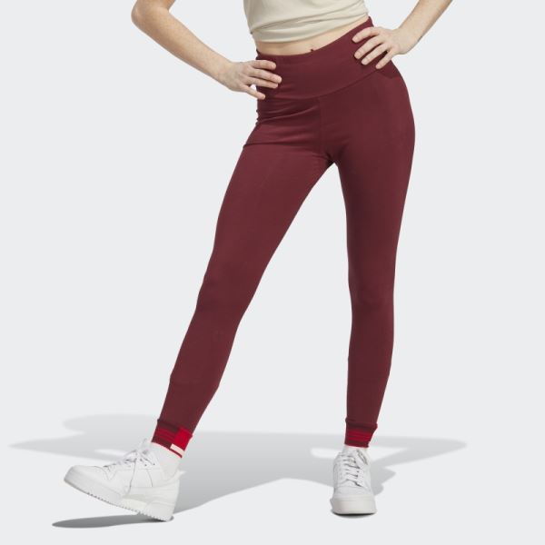 Ribbed Cuff Leggings Adidas Red