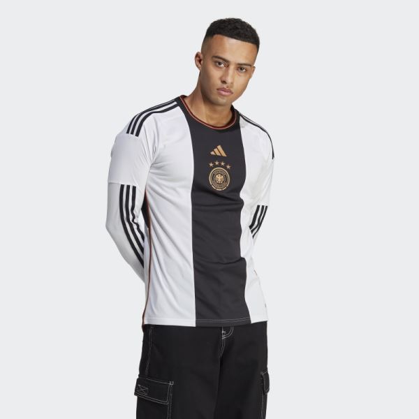 Germany 22 Long Sleeve Home Jersey White Adidas