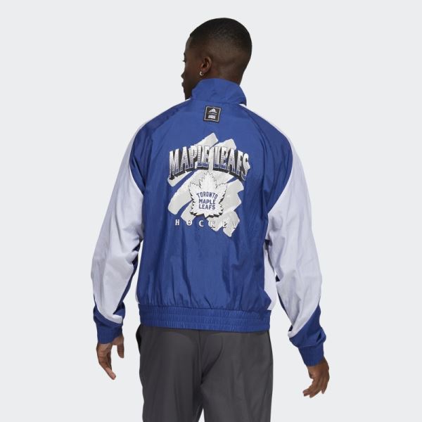 Blue Adidas Maple Leafs Reverse Retro Jacket