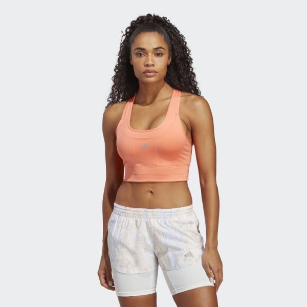 Medium-Support Running Pocket Bra Coral Adidas