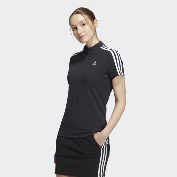 Black Adidas 3-Stripes Mock Neck Tee