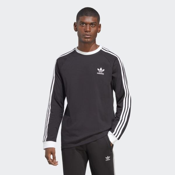 Black Adicolor Classics 3-Stripes Long Sleeve Tee Adidas