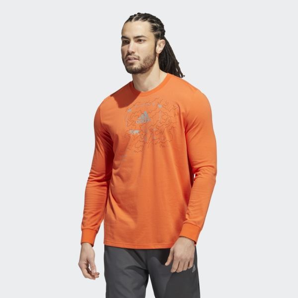 Orange Adidas X-City Long Sleeve AEROREADY Graphic Inline Running Tee