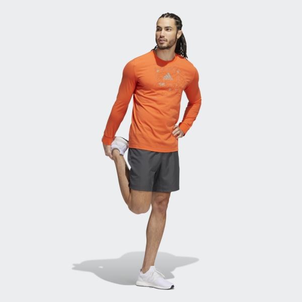 Orange Adidas X-City Long Sleeve AEROREADY Graphic Inline Running Tee