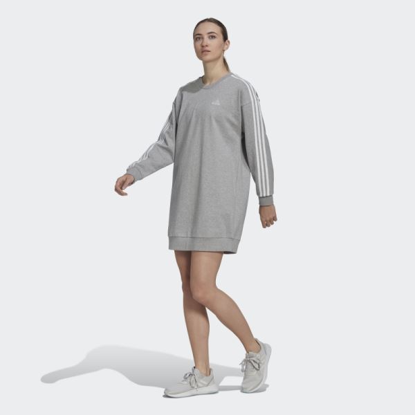 Medium Grey Essentials 3-Stripes Crew Dress Adidas