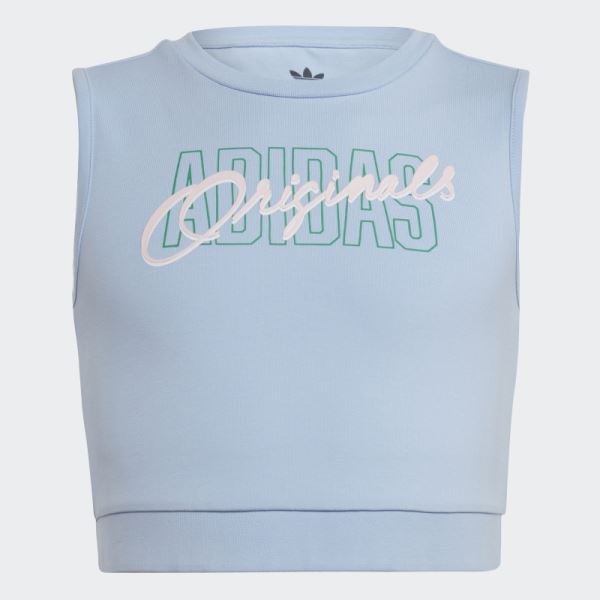 Graphic Print Crop Tank Top Adidas Blue Dawn Fashion