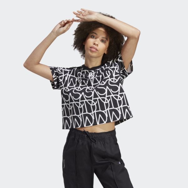 Black Hot Allover Adidas Graphic Boyfriend Tee