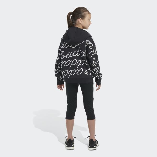 Black Adi Script Fleece Pullover Hoodie Adidas