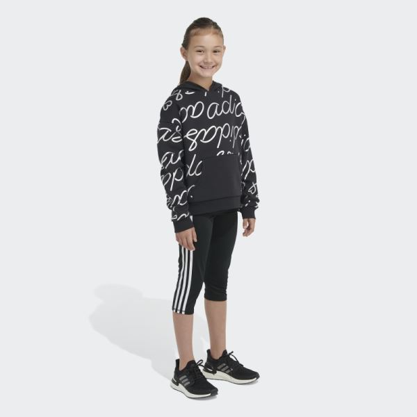 Black Adi Script Fleece Pullover Hoodie Adidas