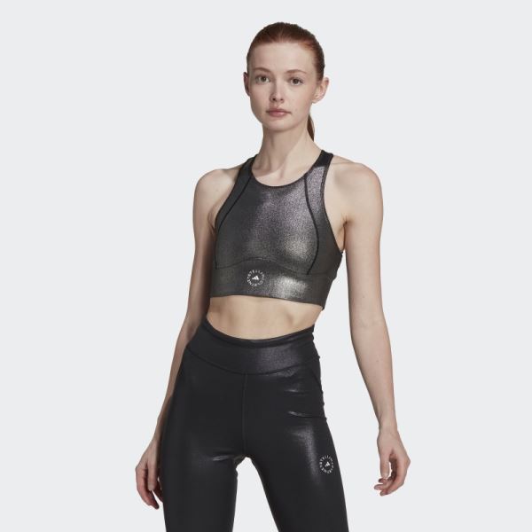 Adidas by Stella McCartney Shiny Training Crop Top Fashion Black