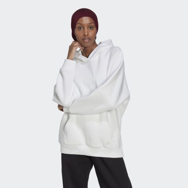 Adidas White ALL SZN Fleece Boyfriend Hoodie