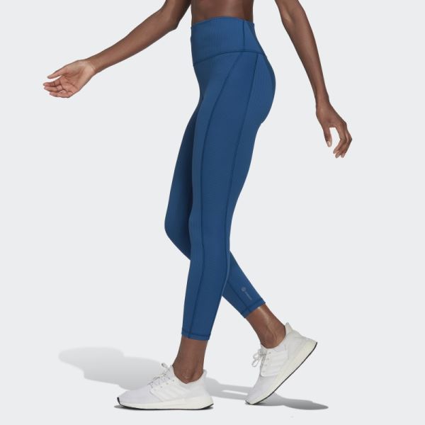 Yoga Studio Luxe Wind Super-High-Waisted Rib Leggings Marine Adidas