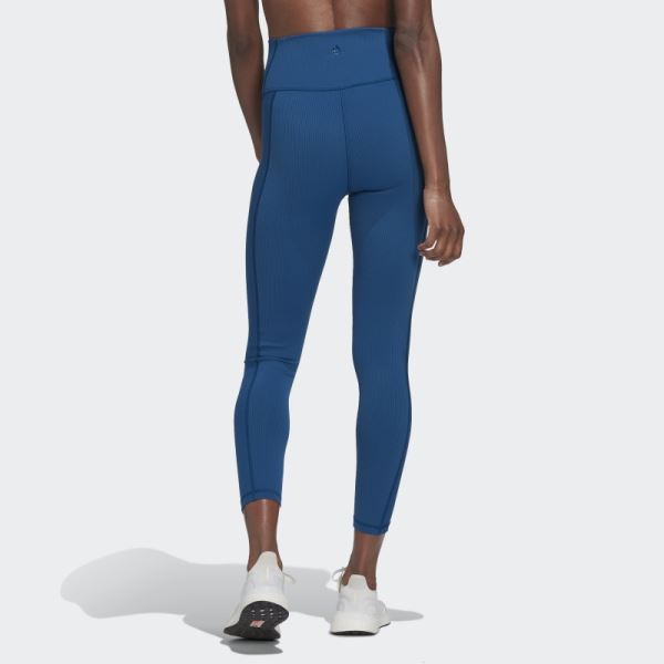 Yoga Studio Luxe Wind Super-High-Waisted Rib Leggings Marine Adidas