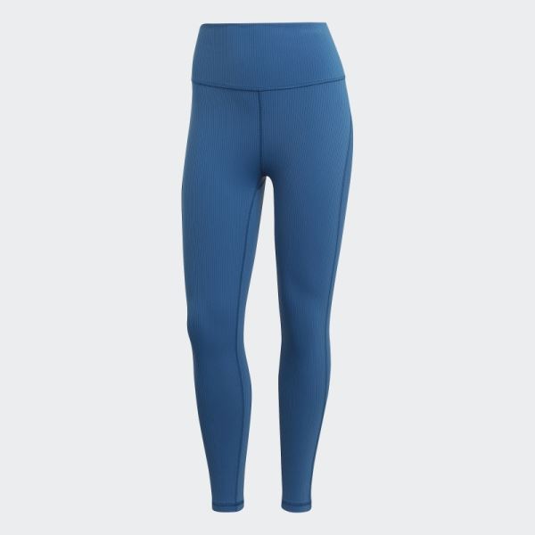 Yoga Studio Luxe Wind Super-High-Waisted Rib Leggings Marine Adidas