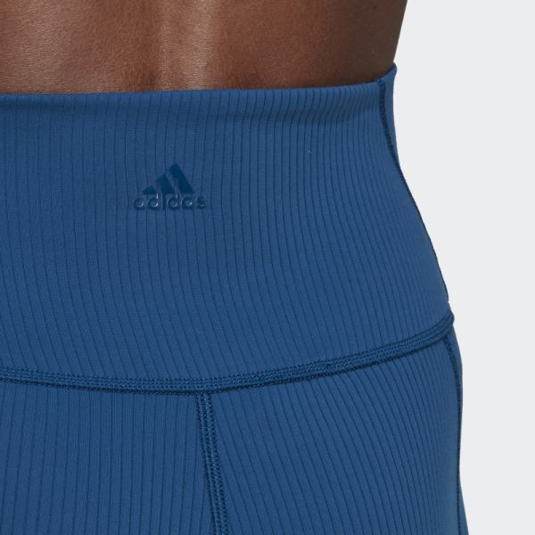 Yoga Studio Luxe Wind Super-High-Waisted Rib Leggings Marine Adidas