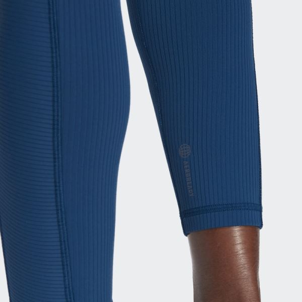 Yoga Studio Luxe Wind Super-High-Waisted Rib Leggings Marine Adidas