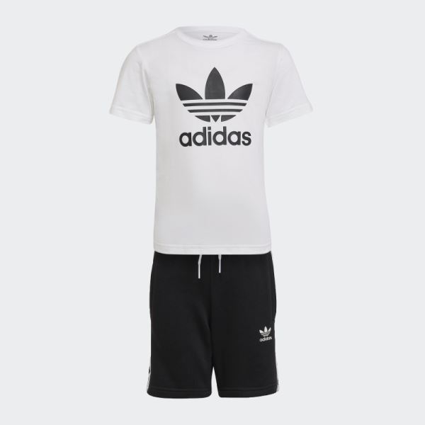 Adidas White Adicolor Shorts and Tee Set