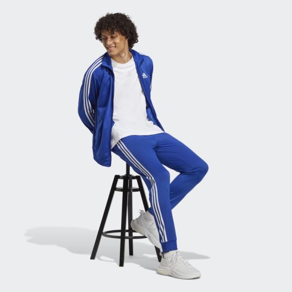 Blue Adidas Basic 3-Stripes Tricot Tracksuit