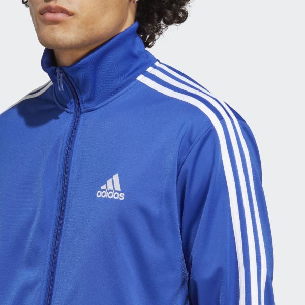 Blue Adidas Basic 3-Stripes Tricot Tracksuit