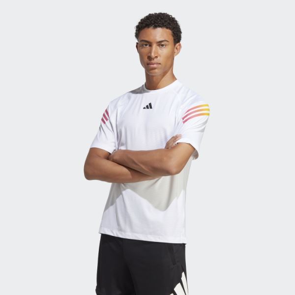 Adidas White Train Icons 3-Stripes Training Tee