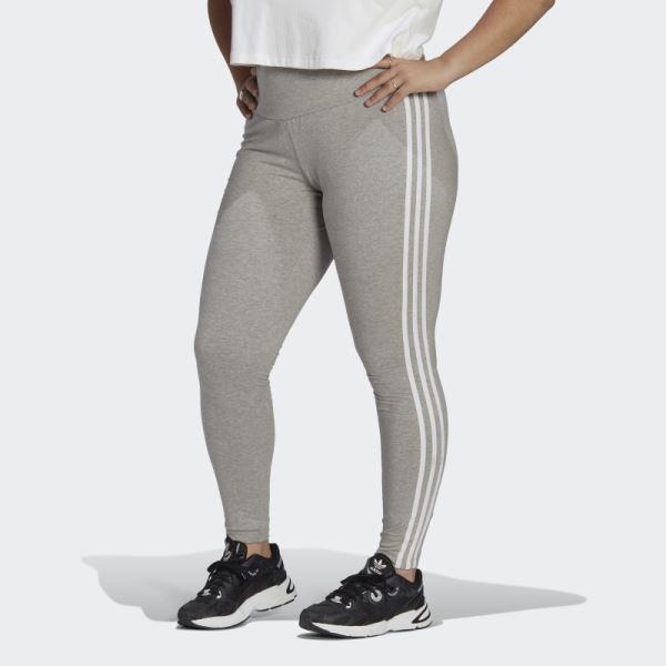 Medium Grey Adicolor Classics 3-Stripes Leggings (Plus Size) Adidas